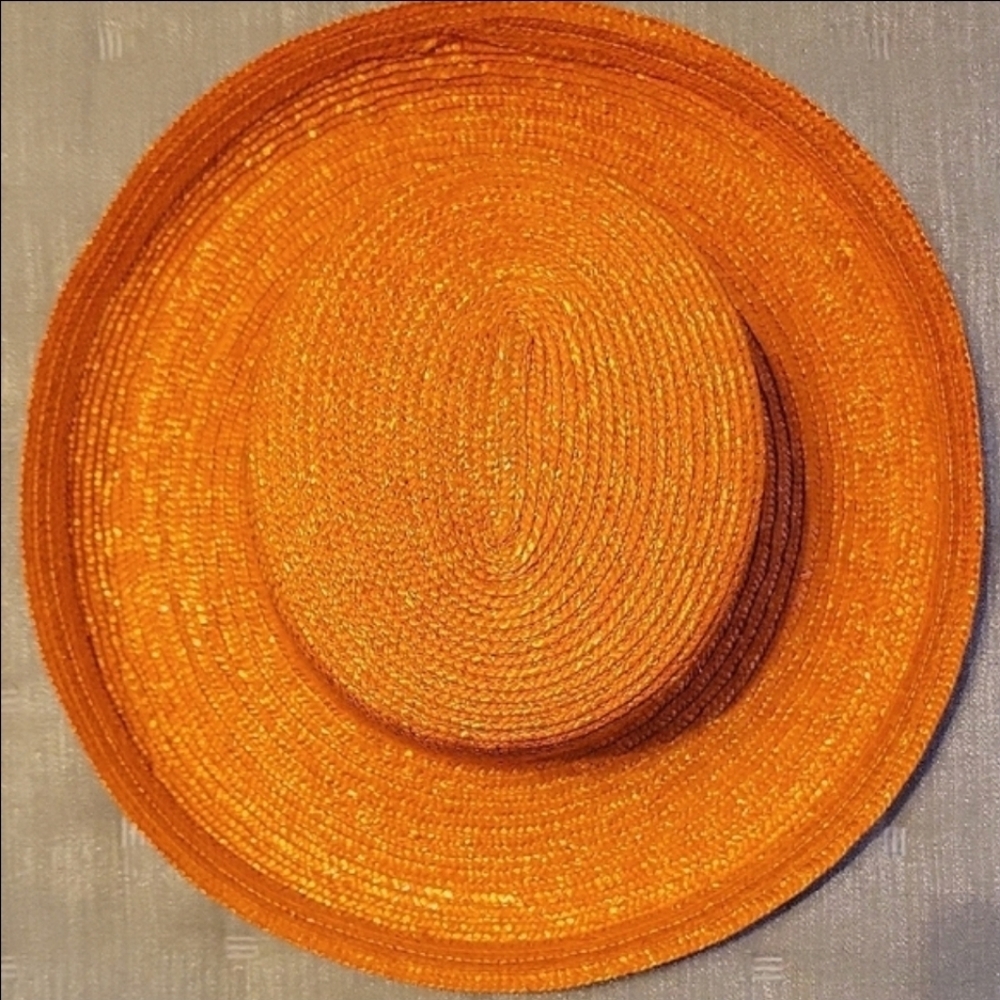 EricJavits New York | Vibrant Orange Wide-Brim Straw Hat - Picture 4 of 4